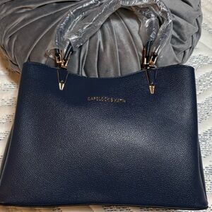 Blue Handbag w/Goldtone Hardware- INCLUDES GOLDTONE CHERRY BAG CHARM